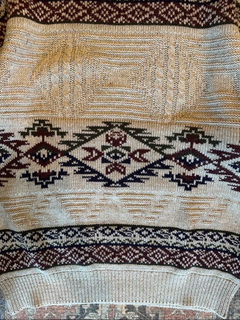 Vtg Onus Knitwear 3d Aztec Navajo sweater Sz Large - Picture 3 of 4